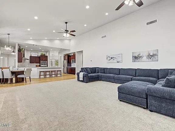 Great room open to the kitchen in the Quartz estate
