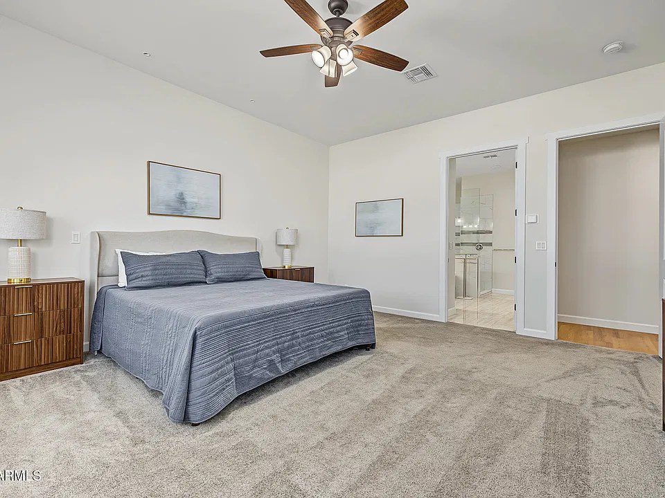 Primary bedroom in the Quartz estate in Mesa, Arizona