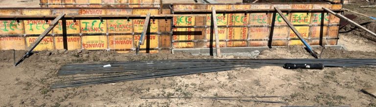 Foundation wall forms set and ready for concrete